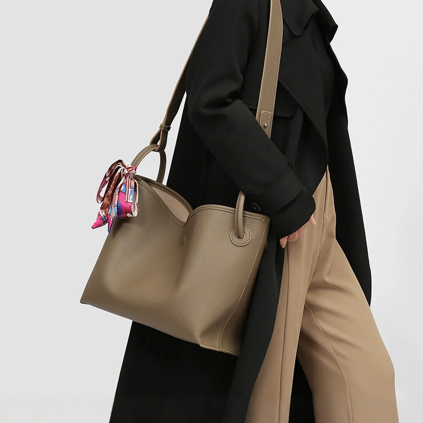 라이트 럭셔리 고급 여성용 토트백 PU 가죽 솔리드 컬 - Luxury Bags Tote 리뷰 및 가격